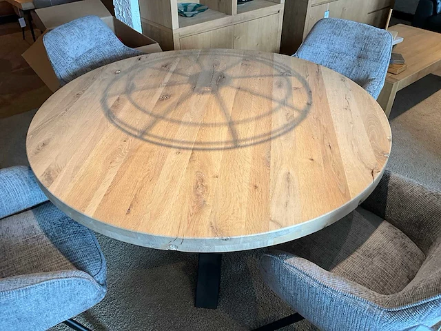 Ronde eiken eetkamertafel - afbeelding 5 van  7