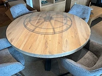 Ronde eiken eetkamertafel - afbeelding 5 van  7