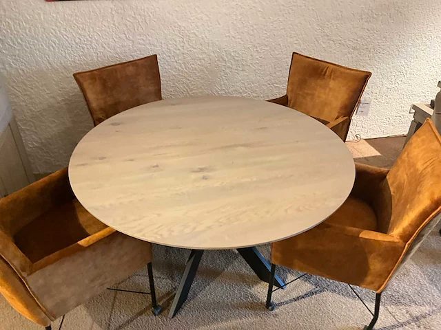 Ronde eiken eetkamertafel - afbeelding 4 van  9