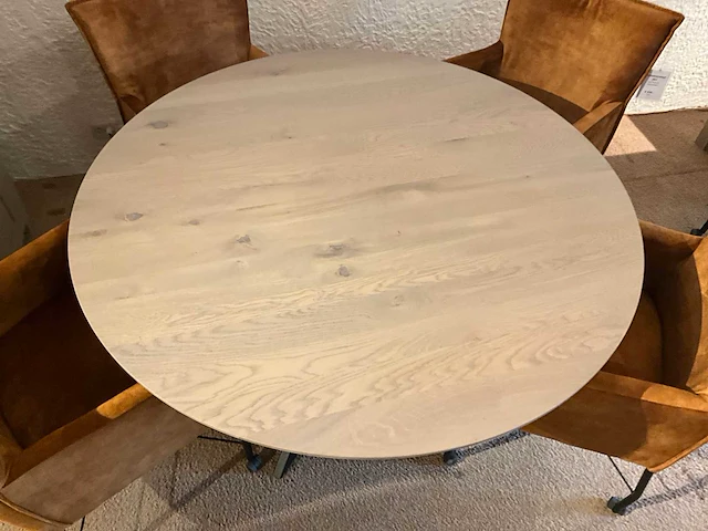 Ronde eiken eetkamertafel - afbeelding 5 van  9