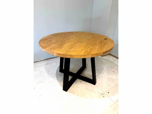Ronde eiken eettafel 110 cm. - afbeelding 2 van  4