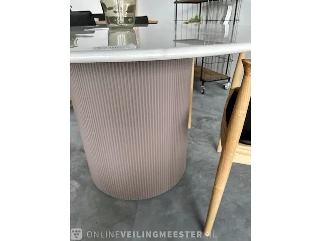 Ronde marmeren eettafel onetwentythree furniture, wit marmer / beige, bouwjaar 2022 - afbeelding 5 van  6