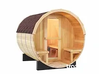 Ronde sauna met kachel voorzien van red cedar hout - 240 x 180cm - afbeelding 1 van  4
