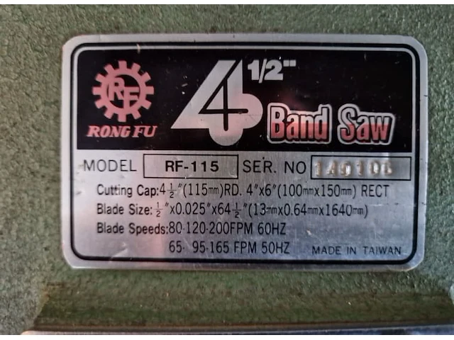 Rong fu rf-115 lintzaagmachine - afbeelding 3 van  9
