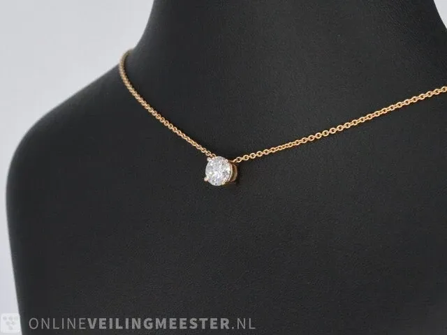 Rose gouden collier met een briljant van 1.00 carat - afbeelding 3 van  7