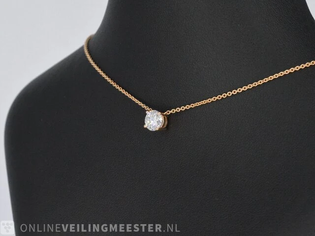 Rose gouden collier met een diamant van 1.00 carat - afbeelding 3 van  7