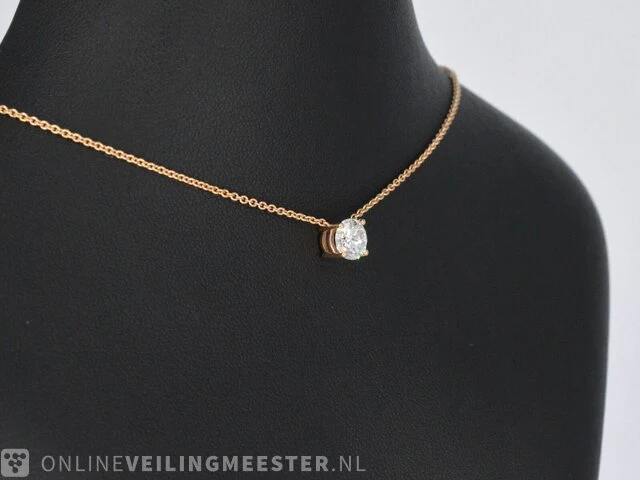Rose gouden collier met een diamant van 1.00 carat - afbeelding 4 van  7