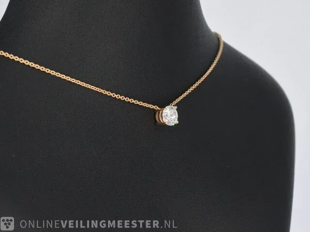 Rose gouden collier met een diamant van 1.00 carat - afbeelding 4 van  7