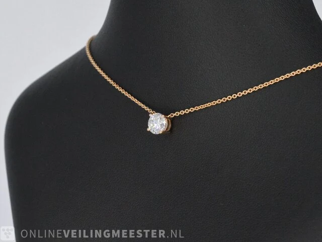 Rose gouden collier met een diamant van 1.00 carat - afbeelding 3 van  6
