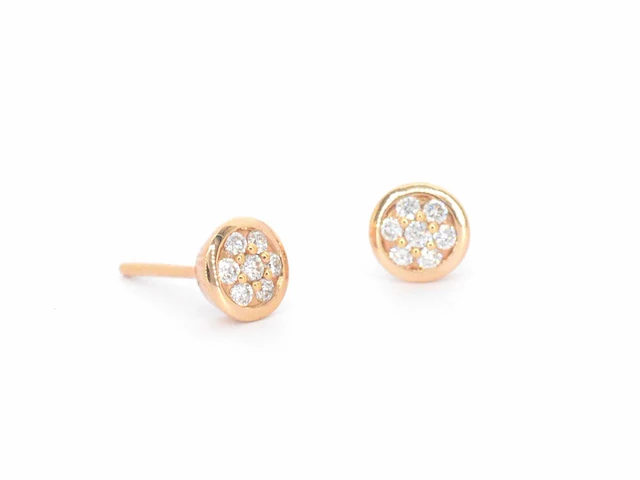 Rosé gouden oorbellen met diamanten - afbeelding 1 van  11