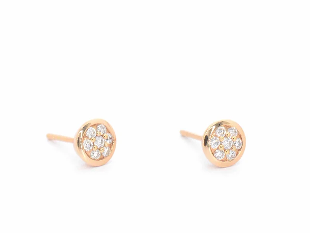 Rosé gouden oorbellen met diamanten - afbeelding 10 van  11