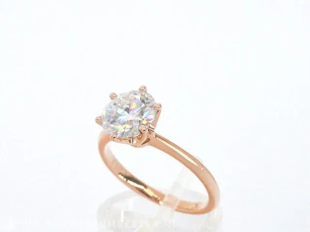 Rose gouden ring met een briljant geslepen diamanten van 3.00 carat - afbeelding 5 van  11