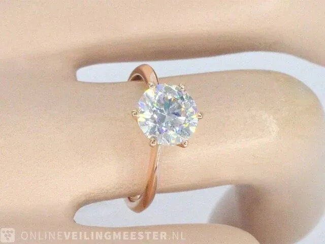 Rose gouden ring met een briljant geslepen diamanten van 3.00 carat - afbeelding 11 van  11