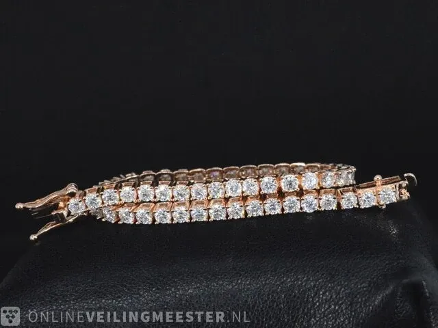 Rose tennisarmband met briljanten - afbeelding 1 van  5