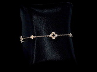 Rosegouden armband in klaver vier vorm met diamanten - afbeelding 1 van  5