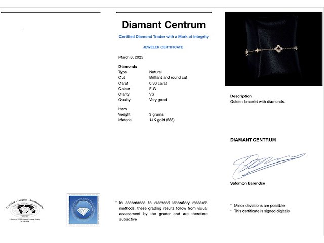 Rosegouden armband in klaver vier vorm met diamanten - afbeelding 3 van  5