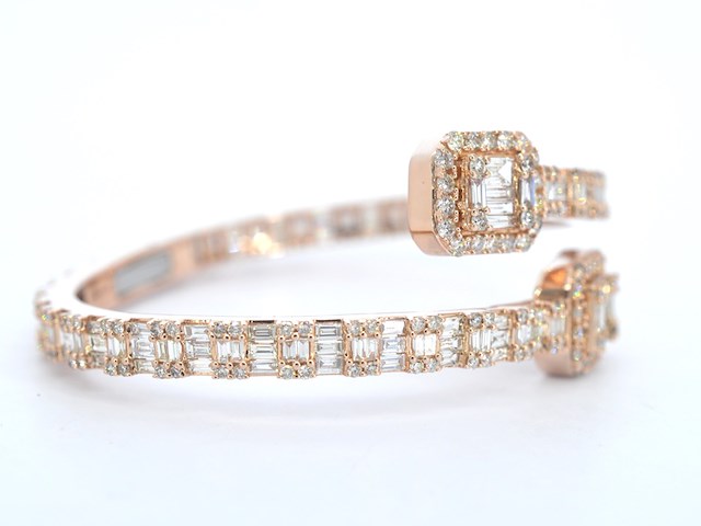 Rosegouden armband met diamanten 14 carat - afbeelding 6 van  12