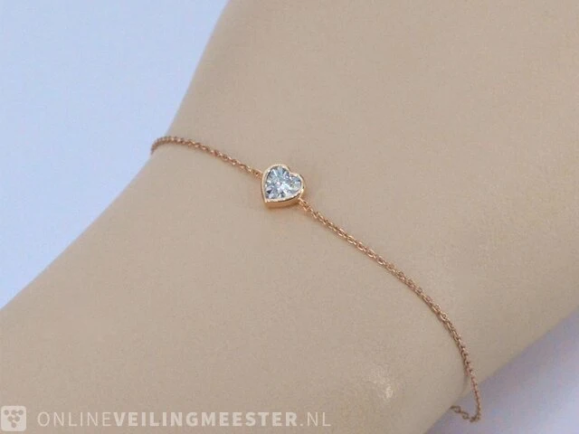 Rosegouden armband met diamanten hartje 0.10 carat - afbeelding 2 van  7