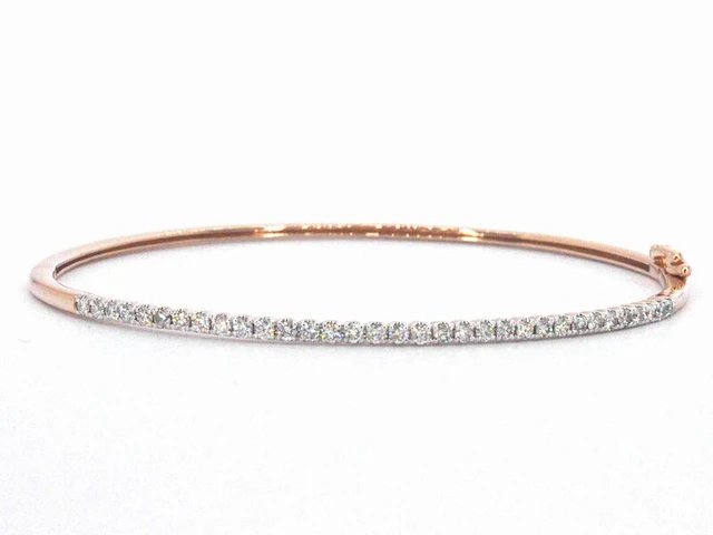 Rosegouden bangle armband met natuurlijke briljant geslepen diamanten - afbeelding 1 van  9