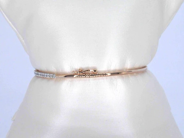 Rosegouden bangle armband met natuurlijke briljant geslepen diamanten - afbeelding 5 van  9
