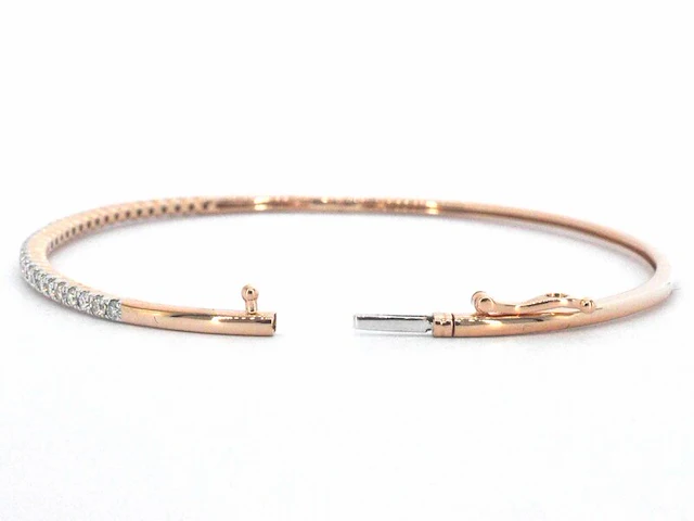 Rosegouden bangle armband met natuurlijke briljant geslepen diamanten - afbeelding 6 van  9
