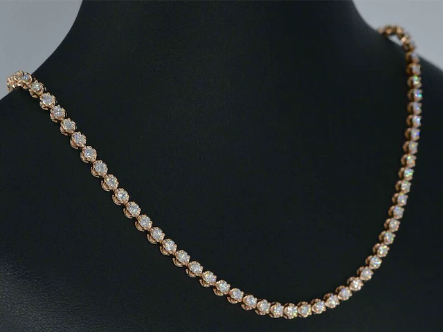 Rosegouden collier met 107 briljant geslepen diamanten - afbeelding 7 van  12