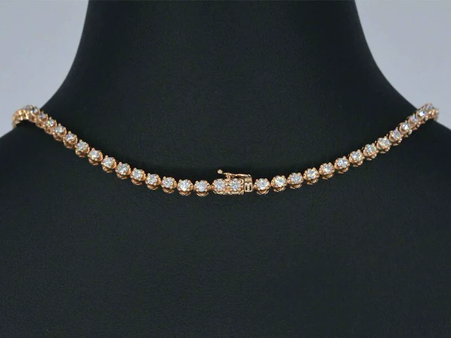 Rosegouden collier met 107 briljant geslepen diamanten - afbeelding 8 van  12
