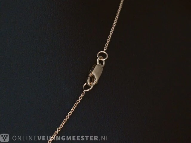 Rosegouden collier met diamanten hangers klaver vier - afbeelding 5 van  7