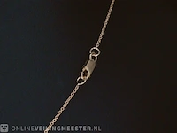 Rosegouden collier met diamanten hangers klaver vier - afbeelding 5 van  7