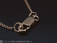 Rosegouden collier met diamanten hangers klaver vier - afbeelding 7 van  7