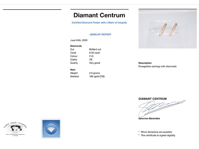 Rosegouden creolen met diamanten - afbeelding 3 van  9