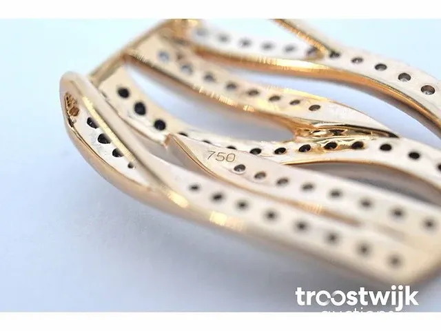 Rosegouden design hanger met witte en zwarte briljanten diamanten - afbeelding 7 van  8