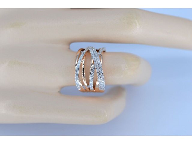 Rosegouden design ring met briljanten diamanten - afbeelding 3 van  10