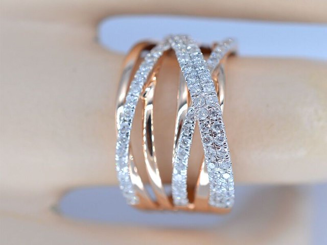 Rosegouden design ring met briljanten diamanten - afbeelding 4 van  10