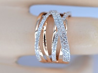 Rosegouden design ring met briljanten diamanten - afbeelding 4 van  10