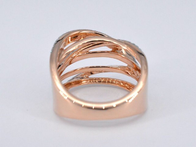 Rosegouden design ring met briljanten diamanten - afbeelding 8 van  10