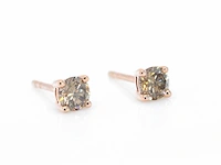 Rosegouden oorbellen champagne diamant - afbeelding 4 van  7