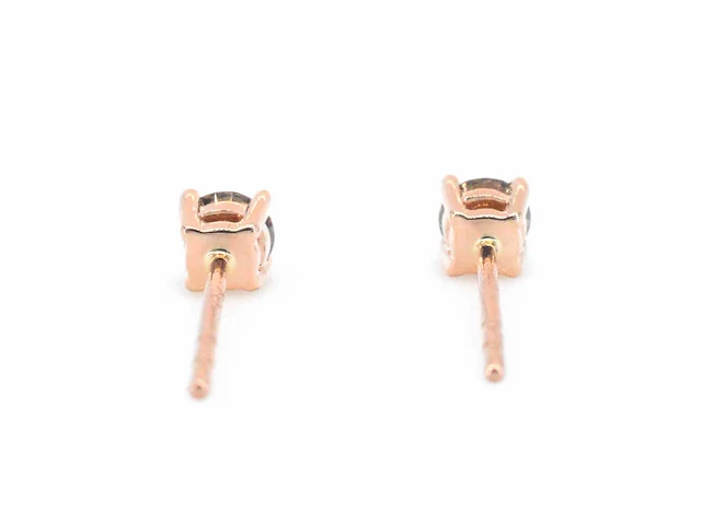Rosegouden oorbellen champagne diamant - afbeelding 6 van  7