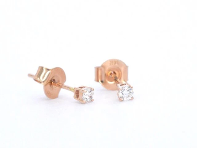 Rosegouden oorbellen met diamant - afbeelding 1 van  10