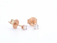 Rosegouden oorbellen met diamant - afbeelding 1 van  10