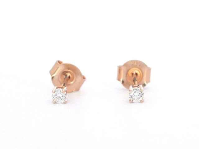 Rosegouden oorbellen met diamant - afbeelding 6 van  10