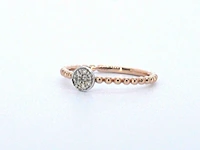 Rosegouden ring met centraal een rondje vol gezet met diamanten - afbeelding 4 van  10