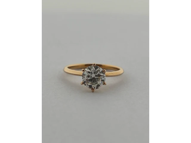 Rosegouden ring met een briljant geslepen diamant - natuurlijk ( igi gecertificeerd ) - afbeelding 1 van  9