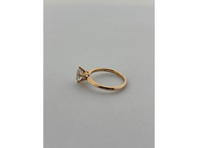 Rosegouden ring met een briljant geslepen diamant - natuurlijk ( igi gecertificeerd ) - afbeelding 2 van  9