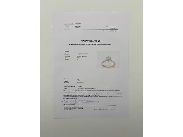 Rosegouden ring met een briljant geslepen diamant - natuurlijk ( igi gecertificeerd ) - afbeelding 6 van  9