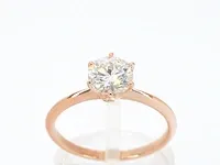 Rosegouden ring met een briljant geslepen diamanten van 1.00 carat - afbeelding 1 van  11