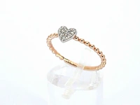 Rosegouden ring met een hartje vol gezet met diamanten - afbeelding 5 van  10