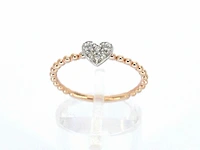 Rosegouden ring met een hartje vol gezet met diamanten - afbeelding 6 van  10