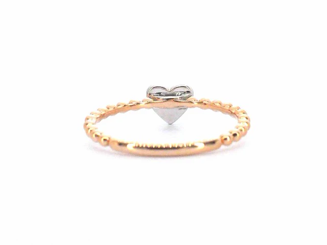 Rosegouden ring met een hartje vol gezet met diamanten - afbeelding 7 van  10