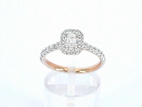 Rosegouden ring met natuurlijke baguette en briljant geslepen diamanten - afbeelding 5 van  10
